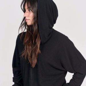 🆕S/M JOAH BROWN BLACK COCOON HOODIE LIGHTWEIGHT SMOOTH MODAL & SPANDEX VERSION